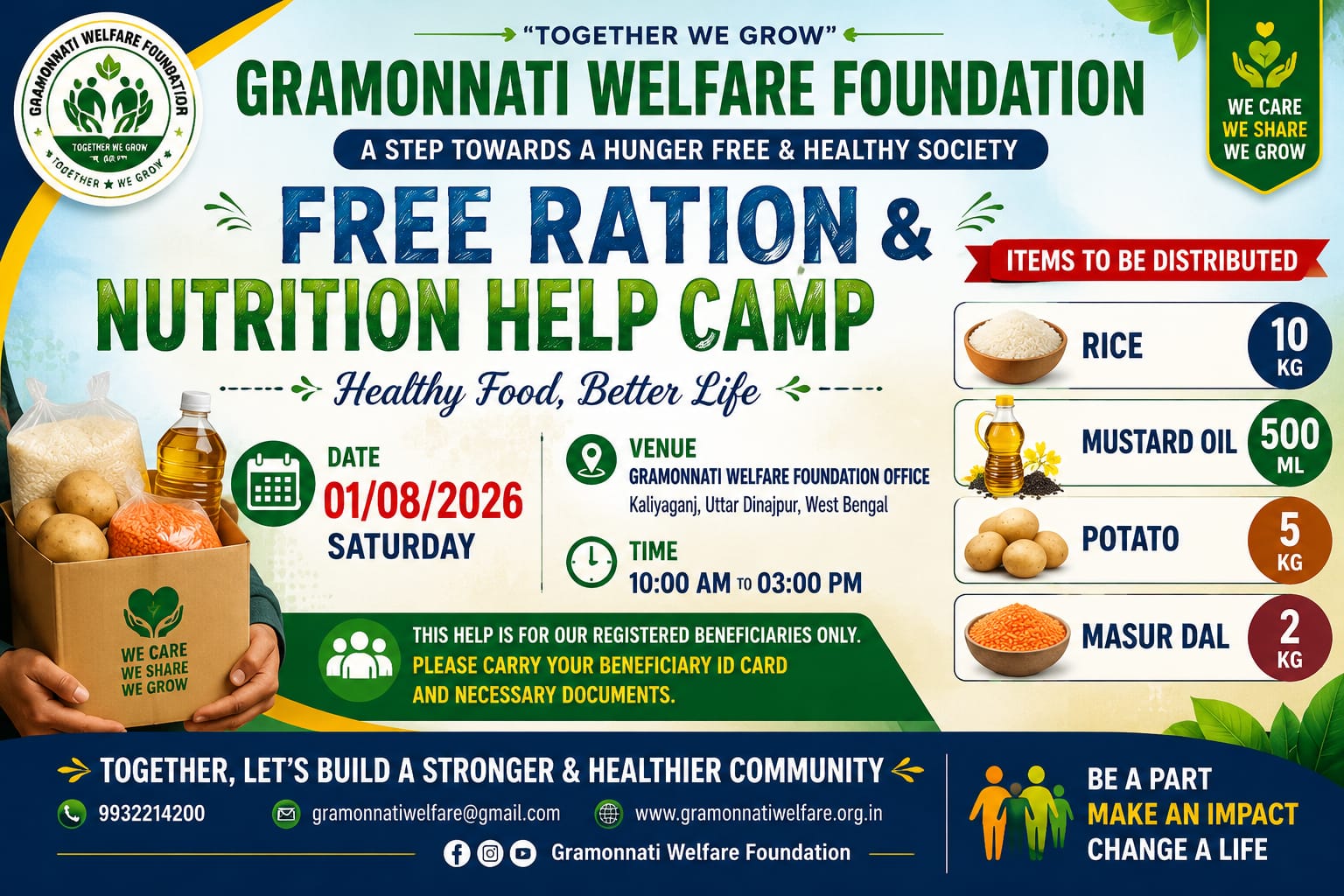 FREE RATION& NUTRITION HELP CAMP - AUGUST 2026